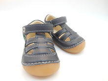 Carica l&#39;immagine nel visualizzatore di Gallery, Sandalo bebè-gabbietta-vera pelle-primi passi-velcro-blu | Kickers
