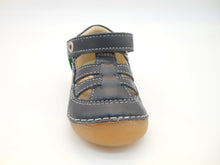 Carica l&#39;immagine nel visualizzatore di Gallery, Sandalo bebè-gabbietta-vera pelle-primi passi-velcro-blu | Kickers
