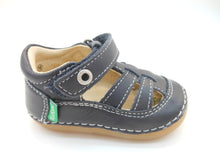 Carica l&#39;immagine nel visualizzatore di Gallery, Sandalo bebè-gabbietta-vera pelle-primi passi-velcro-blu | Kickers
