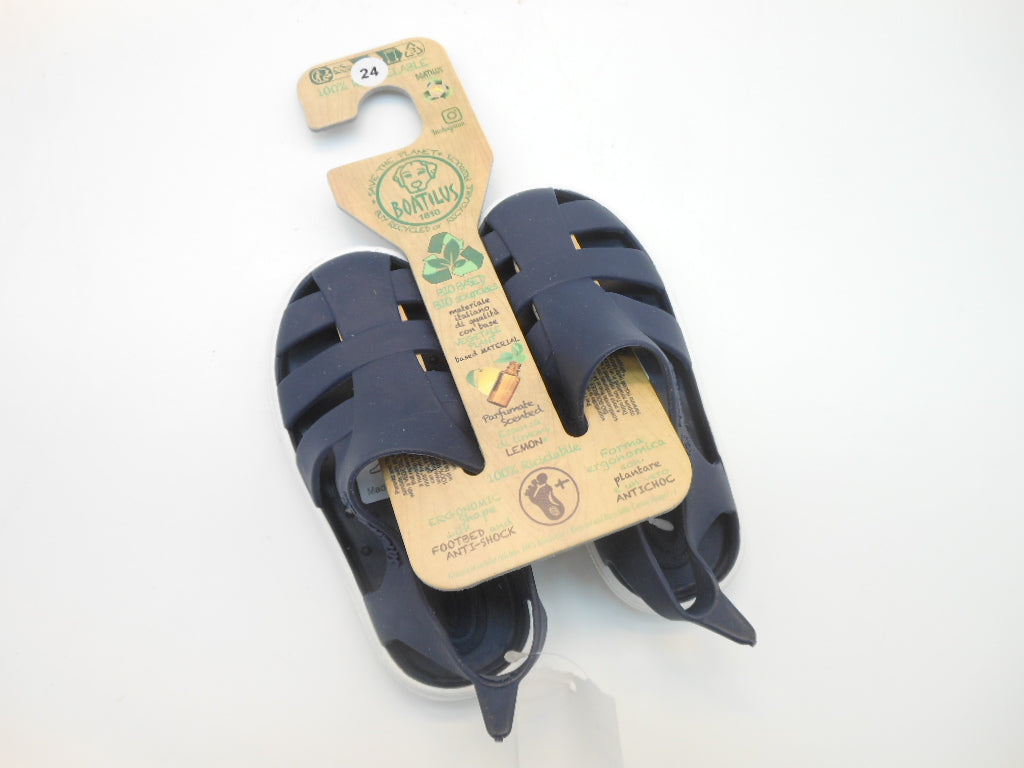 Sandalo in gomma-ragnetto morbido-navy/white-ecofriendly | Boatilus