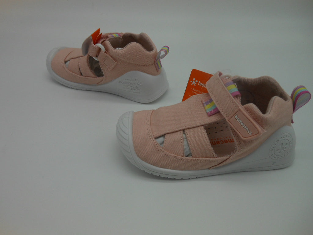 Sandalo gabbietta bambina-primi passi- Biomecanics-tessuto color salmone