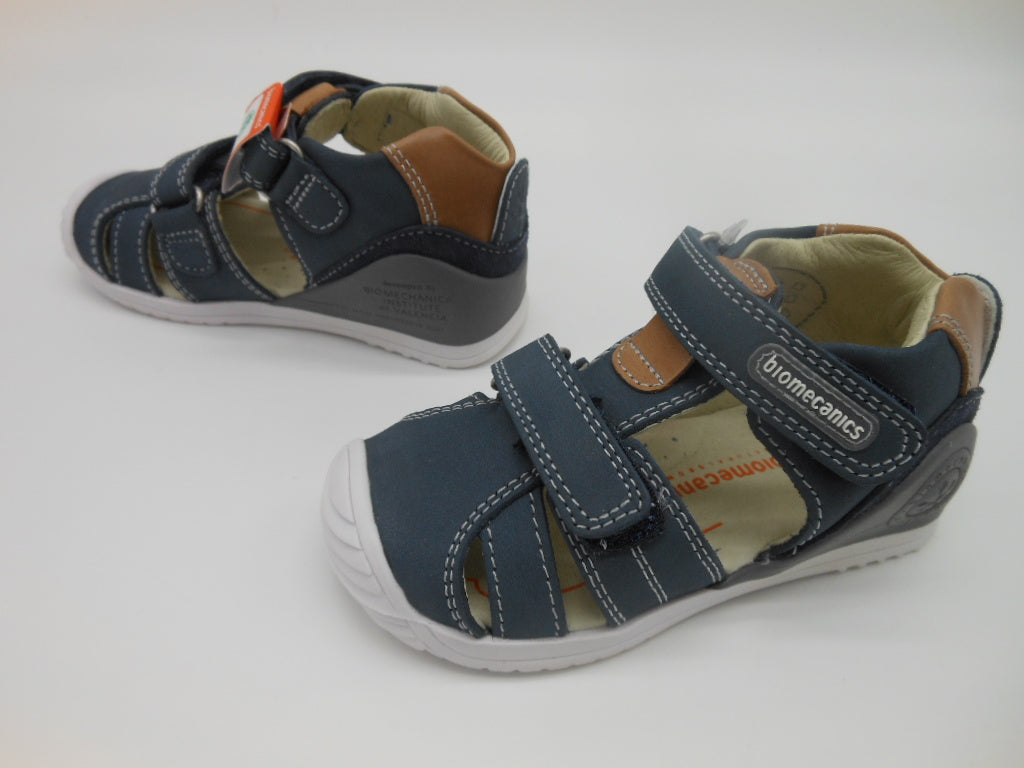 Sandalo a gabbietta-primi passi bambino-Biomecanics-pelle Blu