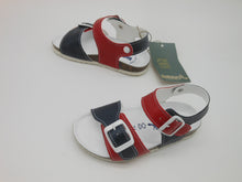 Carica l&#39;immagine nel visualizzatore di Gallery, Sandalo primi passi bambino-pelle-blu-bianco-rosso-Bionaturakids | alberodellescarpe.it
