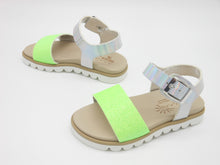 Carica l&#39;immagine nel visualizzatore di Gallery, Sandalo bambina-ecopelle-verde argento-made in Italy | Shoeb76

