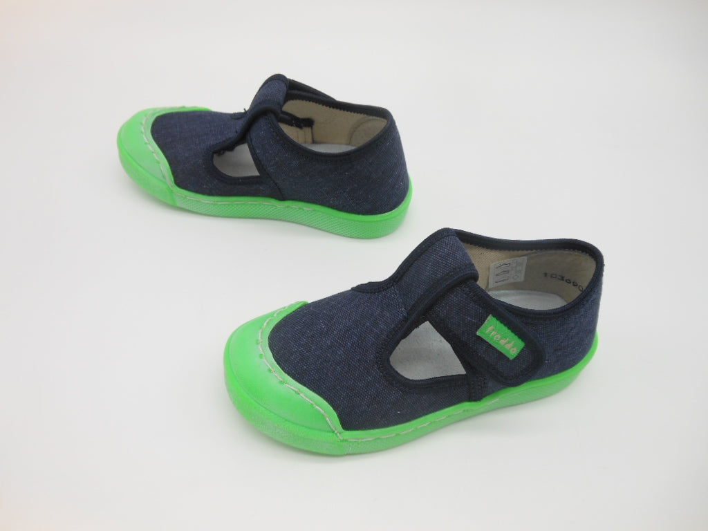 Pantofola bambino Froddo,tessuto,plantare in pelle,suola in gomma antiscivolo