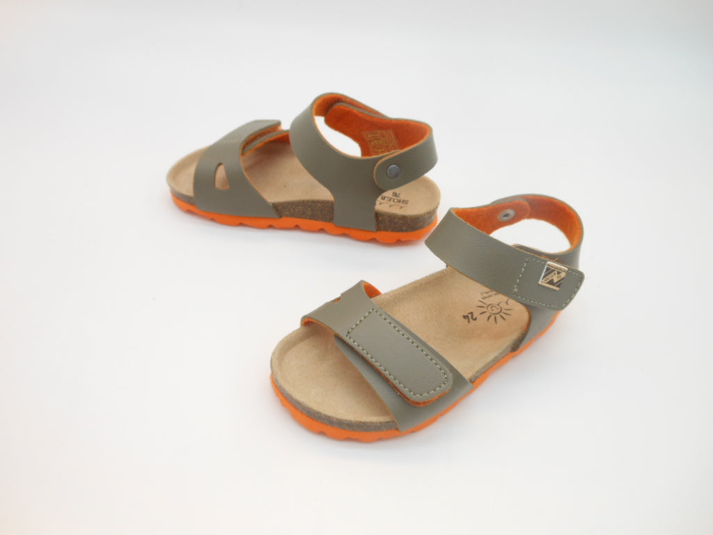 Sandalo bambini-ecopelle-plantare in pelle-sughero-pratico doppio velcro | Shoeb76