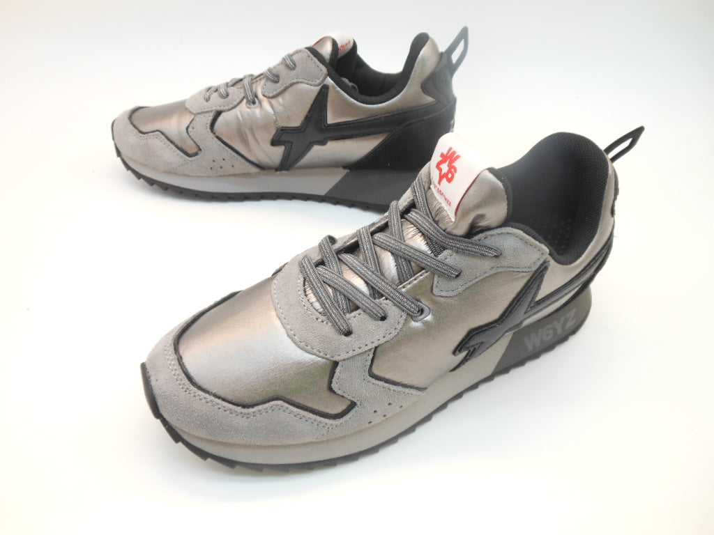 Scarpa Trendy ragazza-bambina-Suede e piumino argento-laccio elastico | alberodellescarpe.it