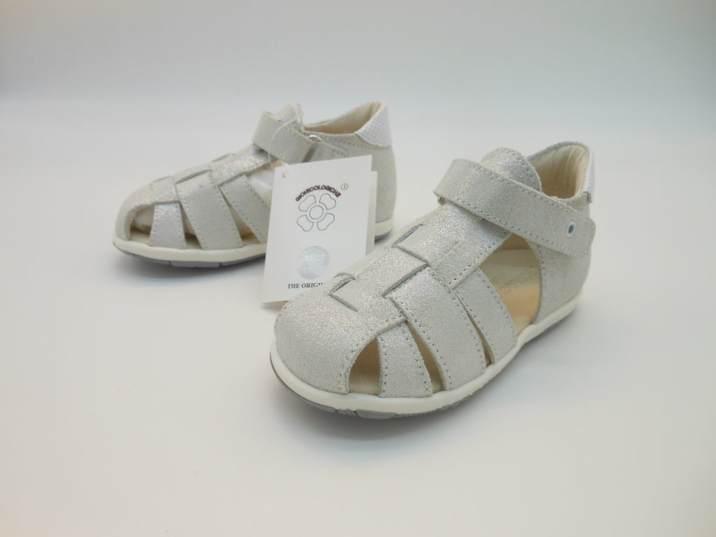 Sandalo bambina-ragnetto in vera pelle-glitter-velcro | Gioiecologiche