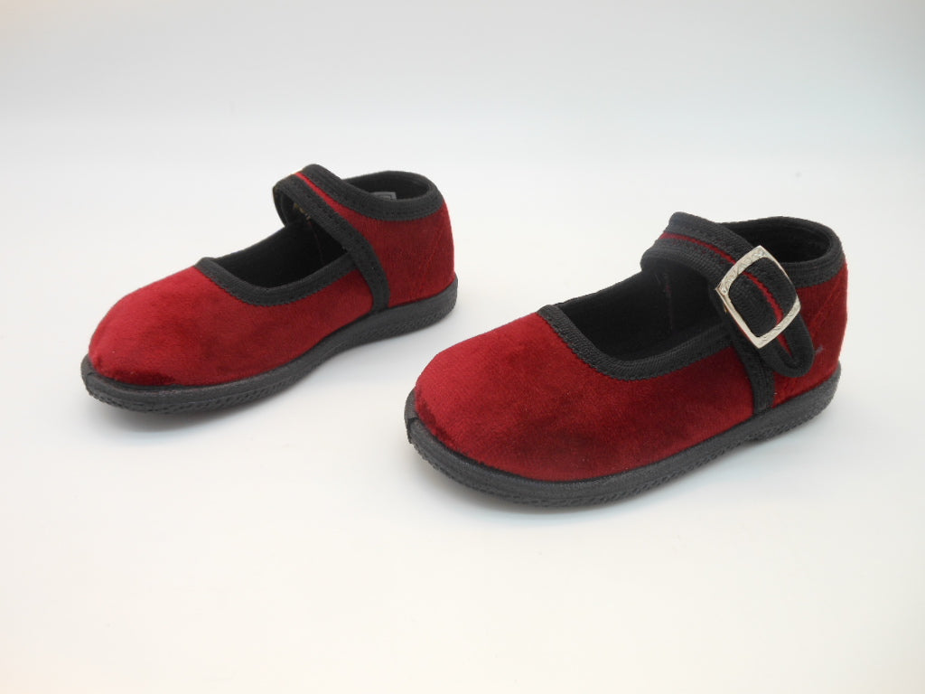 Ballerina bambina- con laccetto e fibia-velluto rosso |